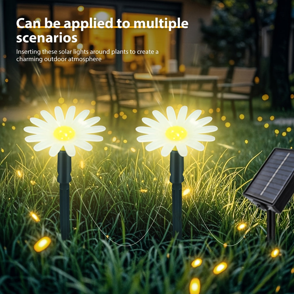 Guirlande solaire marguerites sur piquets, IP44, 10 à 40 LED