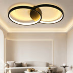 Plafonnier LED double anneau noir et blanc, 50 cm, trois teintes