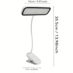 Lampe de bureau à pince rechargeable à tête rectangulaire, tactile