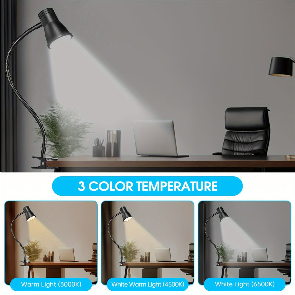 Lampe à pince noire à tête conique, câble de 140 cm, 10 intensités
