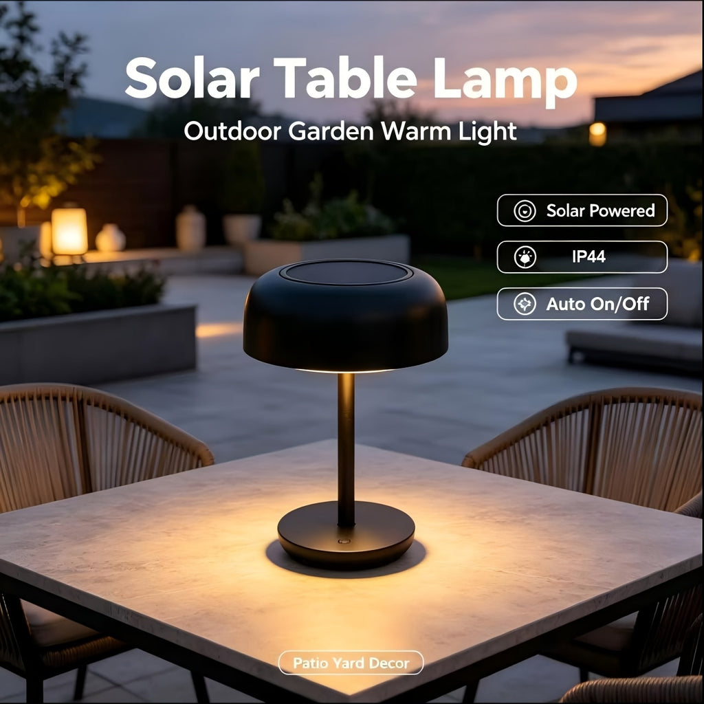 Lampe de table champignon solaire et USB-C, tactile, noire ou blanche