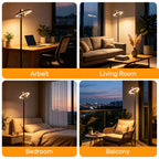 Lampadaire LED double anneau avec télécommande, 1900 à 6500 K
