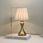 Lampe de chevet dorée à abat-jour plissé, 30,5 cm, trois teintes