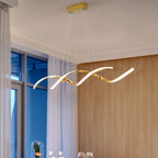 Lustre LED double vague en aluminium, doré ou argenté, 94 cm