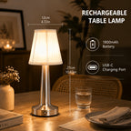 Lampe sans fil rechargeable à abat-jour plissé et pied conique