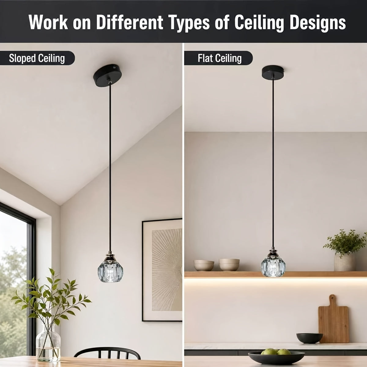 Mini suspension en verre facetté, culot G9, câble réglable 113 cm