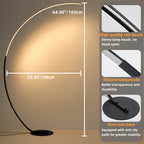 Lampadaire arc LED noir ou blanc à diffuseur silicone, 165 cm
