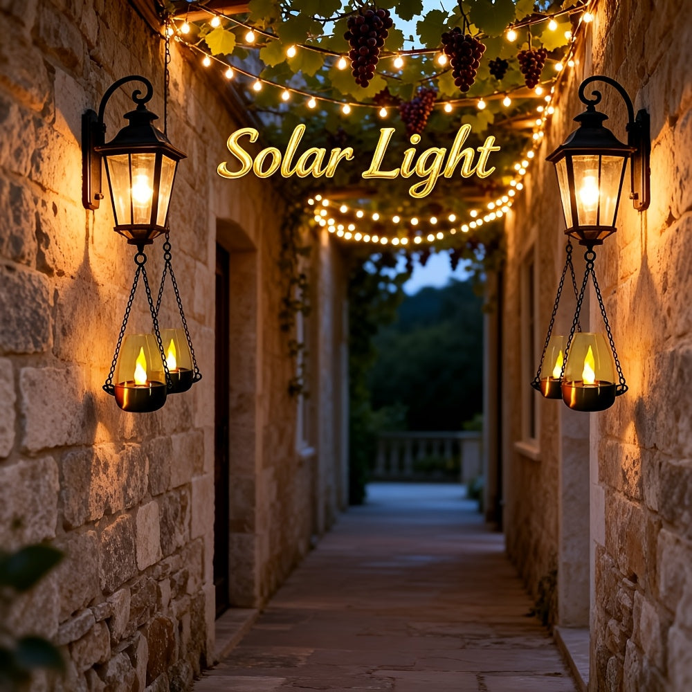 Bougie LED solaire à flamme vacillante sous cloche, 10 cm, IP65