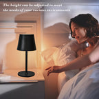 Lampe de table LED sans fil à abat-jour évasé, blanche ou champagne