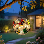 Lot de 2 lanternes solaires boules à papillons, à suspendre, IP65