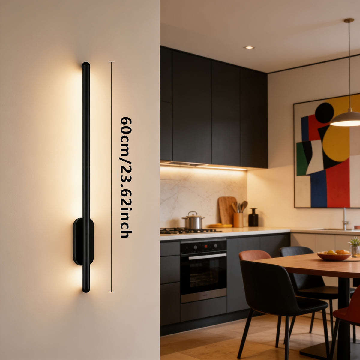 Applique murale LED barre noire de 60 cm, lot de 2, éclairage haut-bas
