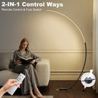 Lampadaire arc LED noir 180 cm, trois blancs et variateur