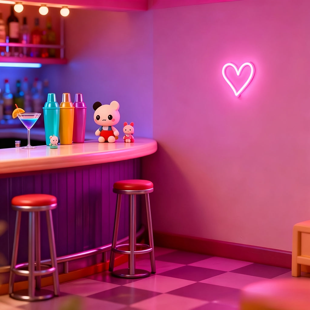 Néon LED cœur rose mural, petit format 15 x 12 cm, câble USB