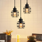 Suspension cages en métal noir E14, 1 lumière ou 3 en grappe