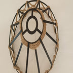 Abat-jour cage vintage en métal noir et corde de chanvre, Ø 30 cm