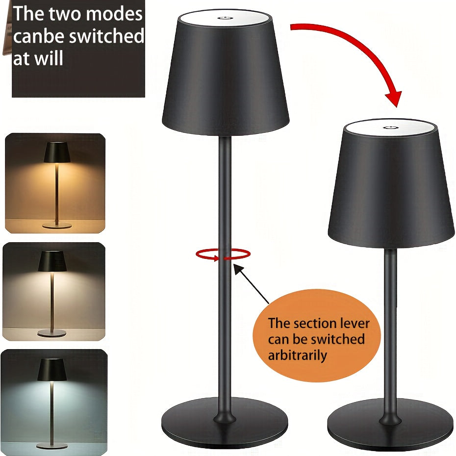 Lampe de table LED sans fil à abat-jour évasé, blanche ou champagne