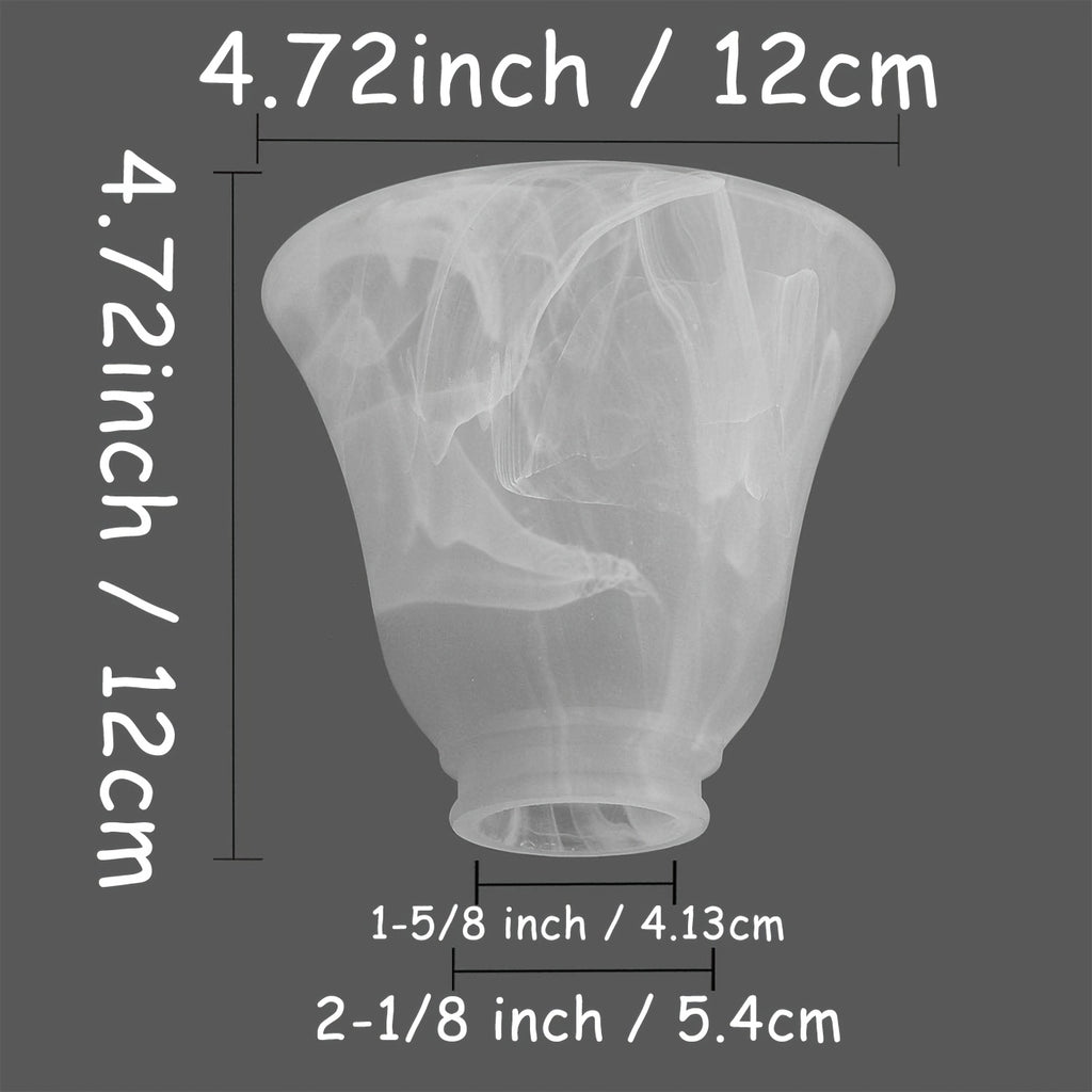 Lot de 2 tulipes cloche en verre effet albâtre blanc, Ø 12 cm