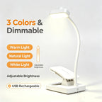 Lampe de lecture pliante à pince blanche, 10 x 4 cm une fois repliée