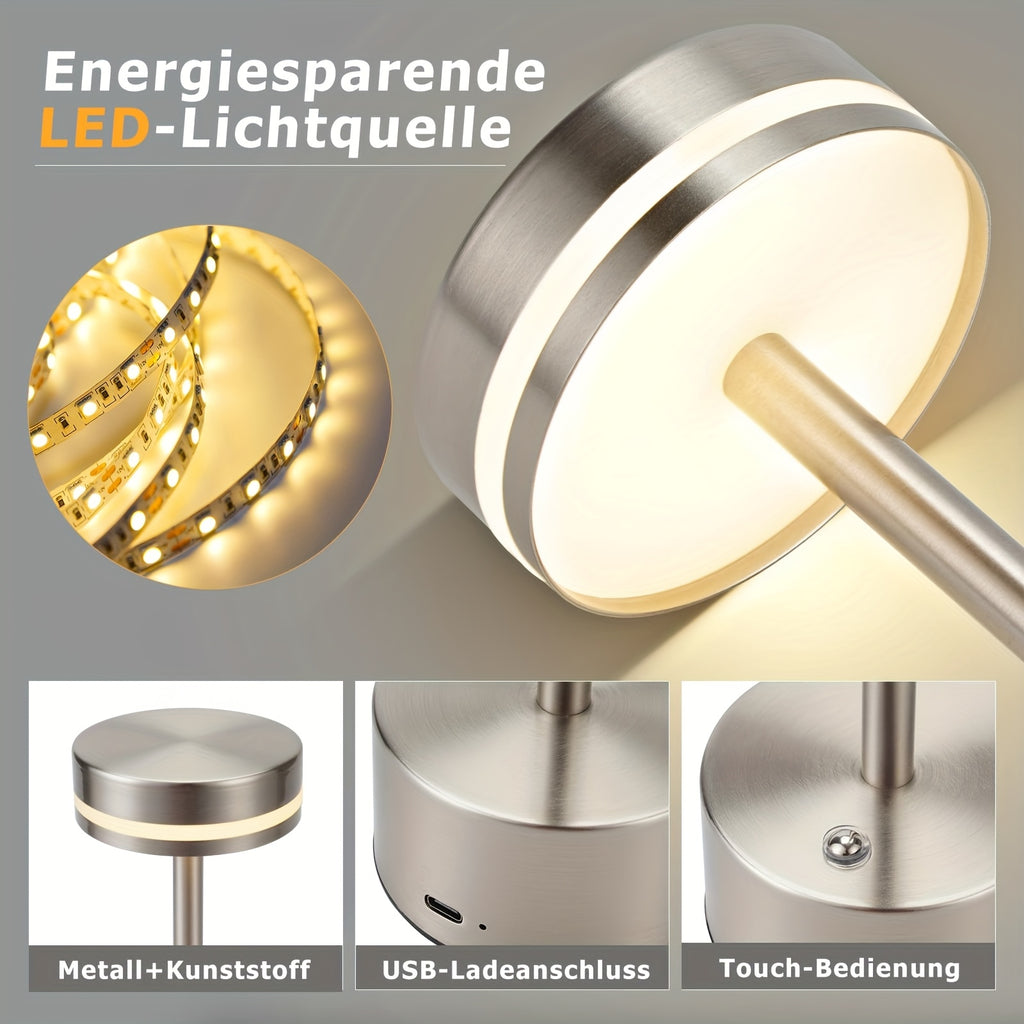 Lot de 2 lampes de table LED sans fil dorées à tige fine, 31,5 cm