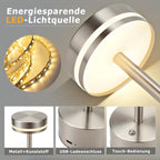 Lot de 2 lampes de table LED sans fil dorées à tige fine, 31,5 cm