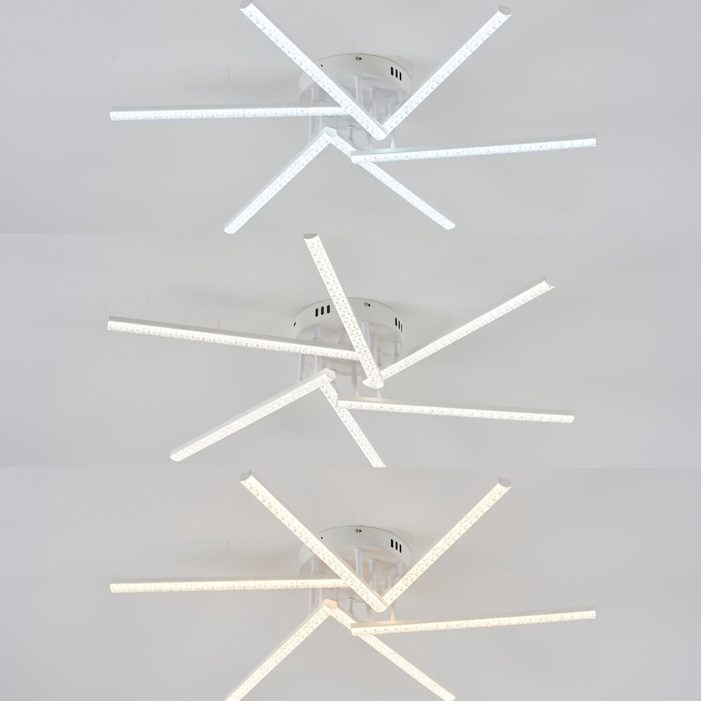 Plafonnier LED à branches rayonnantes, doré, noir ou blanc, 76 cm