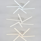 Plafonnier LED à branches rayonnantes, doré, noir ou blanc, 76 cm