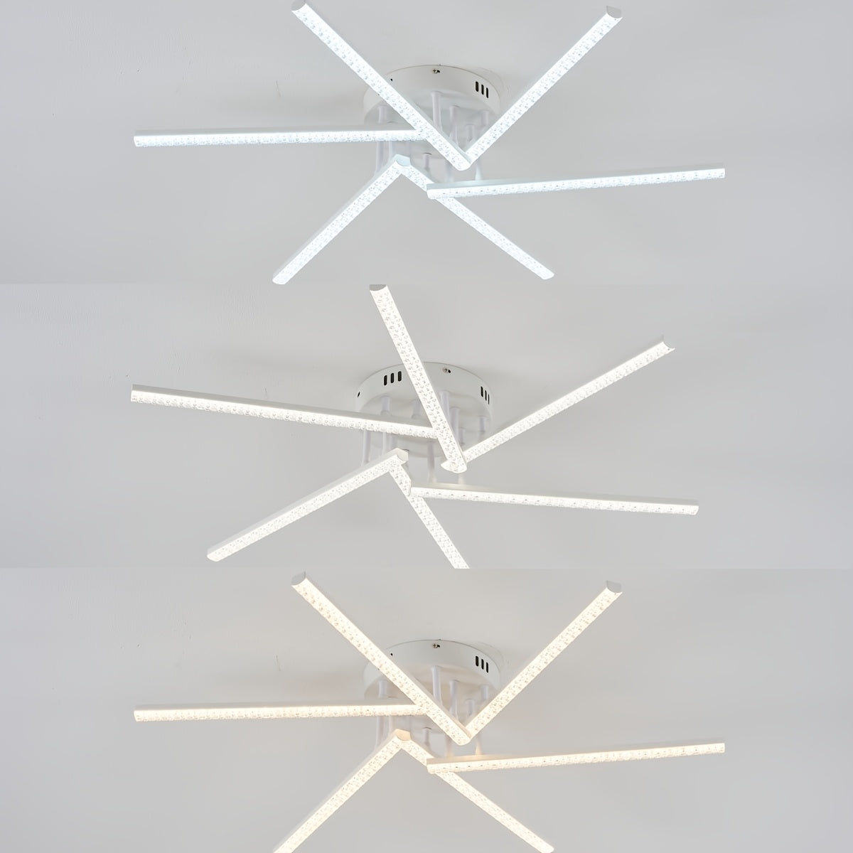 Plafonnier LED à branches rayonnantes, doré, noir ou blanc, 76 cm