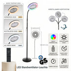 Lampadaire LED ventilateur 2 en 1 avec anneau RVB et télécommande