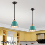 Lampe Vert Menthe & en Bois / 2 KIT