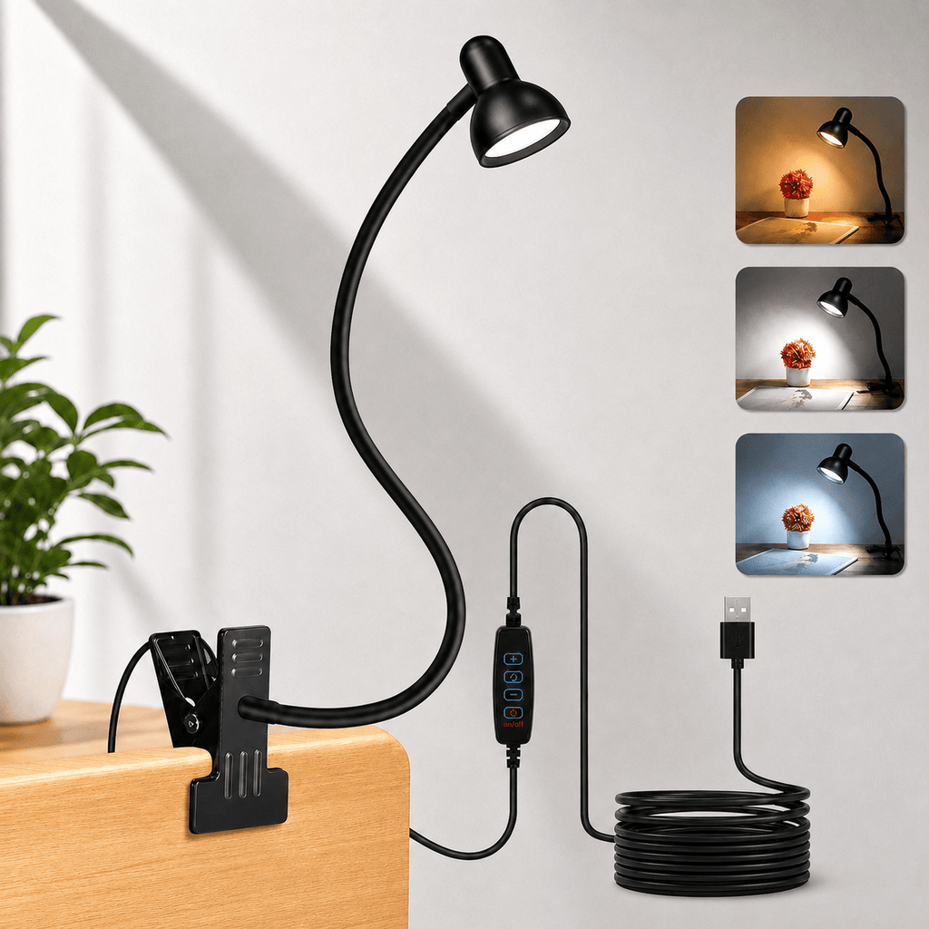 Lampe de bureau à pince noire / Style Moderne