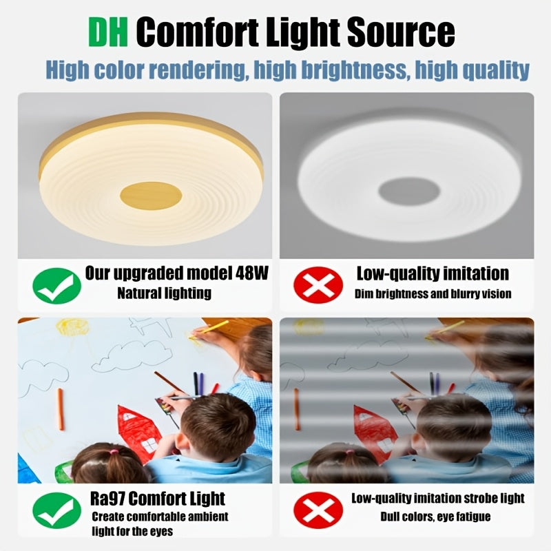 Plafonnier LED rond Ø 40 cm à télécommande, diffuseur ondulé