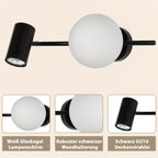 Plafonnier globe en verre opalin et spot GU10 orientable