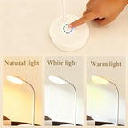 Lampe de bureau sans fil blanche à col flexible, batterie 800 mAh