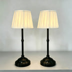 Lot de 2 lampes de chevet sans fil, abat-jour plissé crème