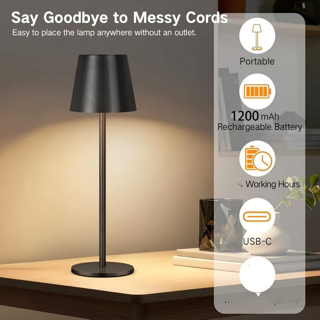 Lampe sans fil en aluminium mat à tige raccourcissable, 38 cm