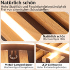 Plafonnier LED compact 38 cm, lattes de bois et cadres noirs
