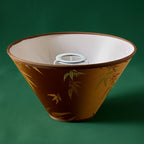 Abat-jour conique ocre à feuilles de bambou dorées, Ø 25 cm