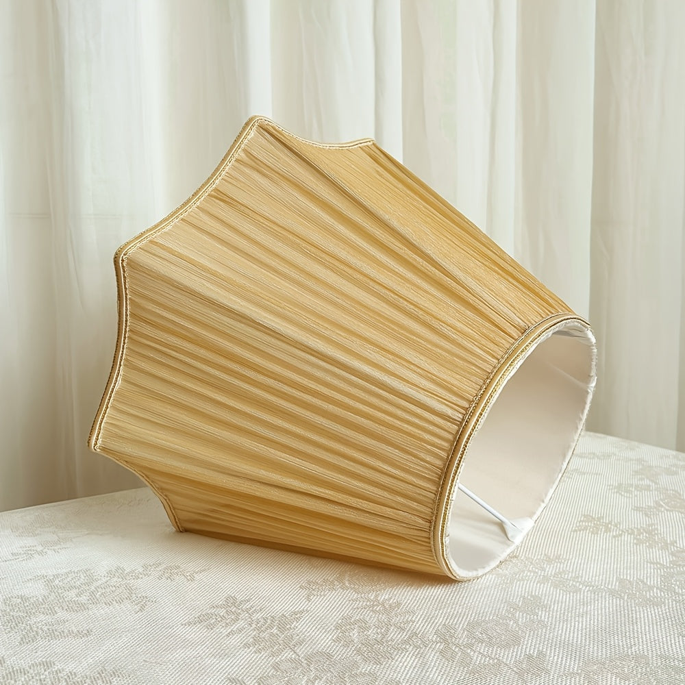 Abat-jour plissé beige doré à base festonnée en étoile, Ø 35 cm