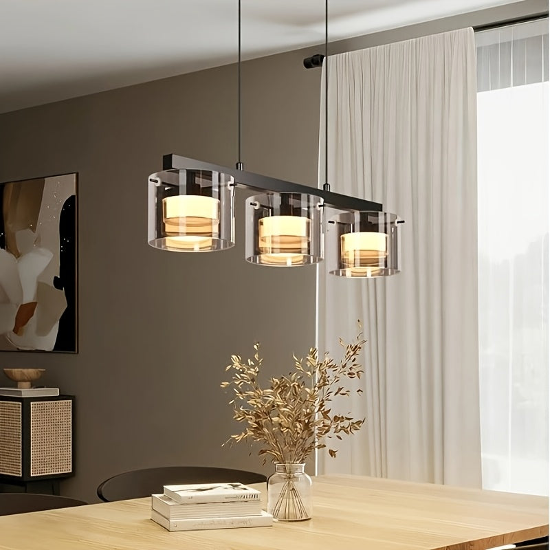 Suspension LED en verre fumé, 3 ou 4 lumières, blanc chaud 3000K