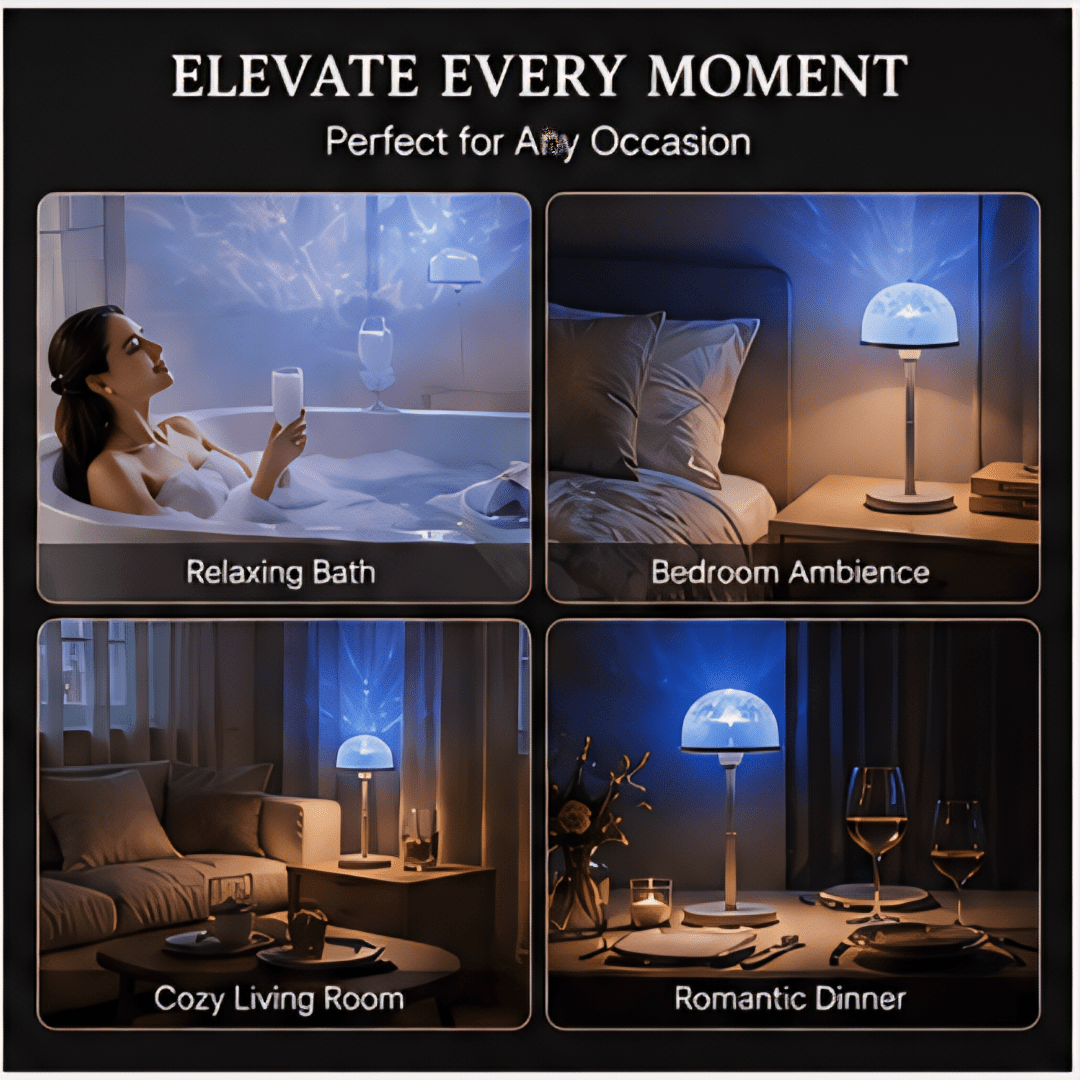 Lampe LED projecteur de reflets d'eau, dôme amovible sans fil