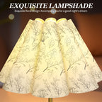 Lampe de chevet abat-jour pétale plissé à fleurs grises, pied doré