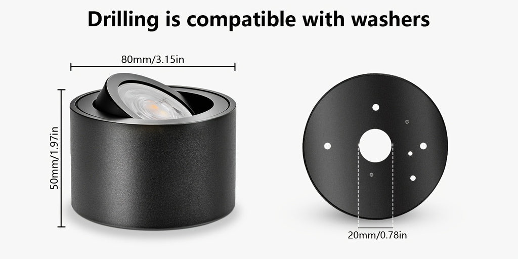 Lot de 4 spots LED en saillie orientables, cylindre en aluminium