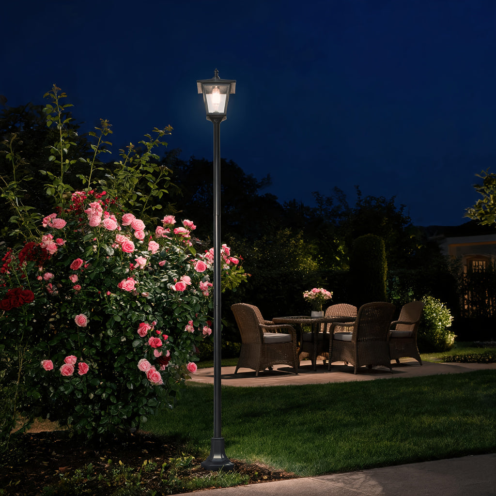 Lampadaire solaire de jardin 210 cm à lanterne classique noire