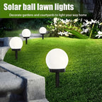 Lampe solaire globe opalin sur piquet de 34 cm, blanc chaud ou froid