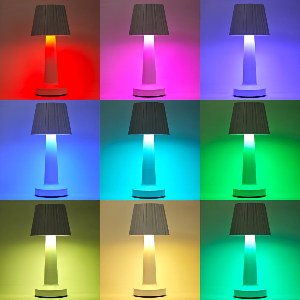 Lampe de table sans fil à abat-jour plissé, RVB tactile, 25 cm