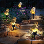 Lampe solaire hibou en résine sur piquet, lot de 2 pour jardin