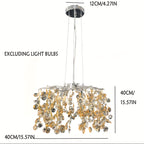 Lustre argenté à boules de cristal ambrées, Ø 40 x H 40 cm