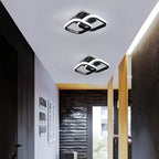 Plafonnier LED à deux carrés entrelacés, noir ou blanc, 29 cm