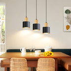 Suspension 3 cylindres noirs sur barre de 40 cm, intérieur doré