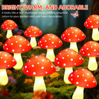 Guirlande solaire champignons rouges à pois, 20 piquets, 11,8 m